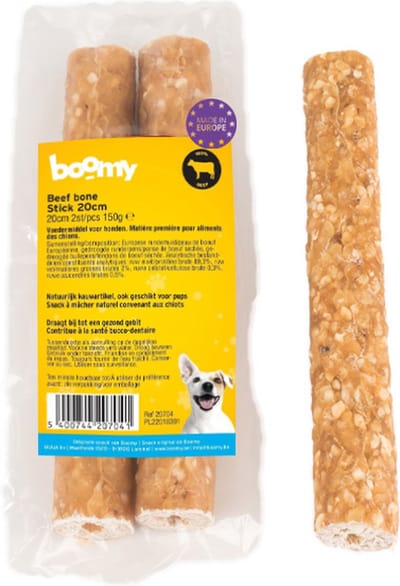 Boomy - Hondensnacks - Hondensnoepjes - Kauwstaaf hond - Beef Bone Stick met collageen - 20cm - 2 x 2st