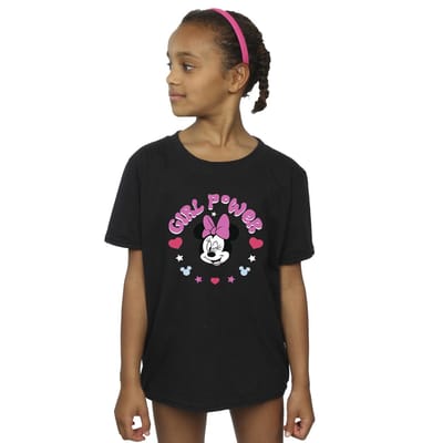 Disney Meisjes Minnie Mouse Girl Power Katoenen T-Shirt (Zwart)