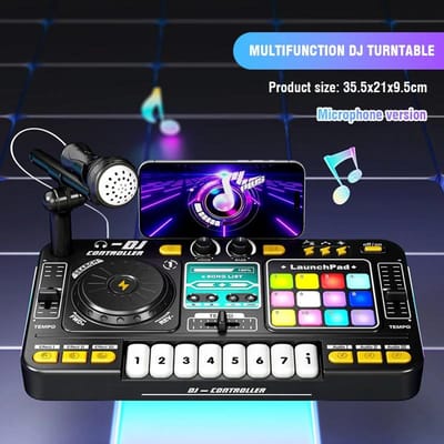 Kinder DJ Mixer Speelgoed Multifunctioneel Elektronisch Orgel Muziekspeler Simulatie DJ Controller Leuk Kerstcadeau voor Kinderen blue