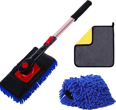Telescopische Autowasserette borstel Set Mop Handdoek Kit Lange Handvat Krachtige Anti Kras Mop Auto Vlekvrij Wassen Stofverwijdering Lak Vuil Verwijderen