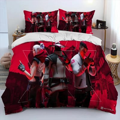 3D VALORANT Game Gamer Cartoon Dekbedovertrek Beddengoedset, Dekbedovertrek Bedset Dekbedovertrek Kussensloop, King Queen Maat Beddengoedset Jongens 70x133cm 2pcs