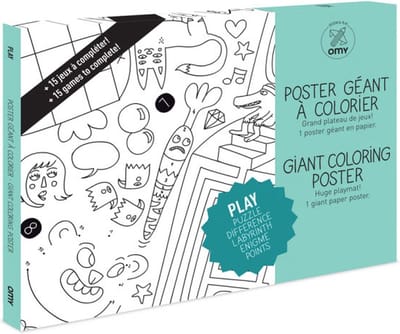 OMY - Kleur poster SPEL / SPELEN - Giant coloring poster PLAY / GAMES - voor jong en oud - 115 x 80 cm - POS05