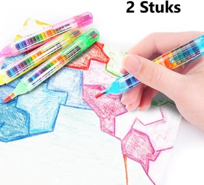 2x Oliepastels Met 20 Verwisselbare Kleuren I Kinderkleurpotloden I Kleur Assorti