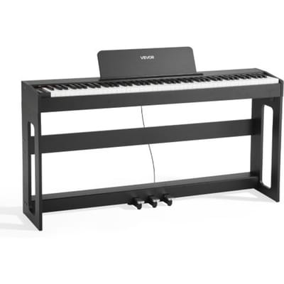 VEVOR Digitale Piano, 88 Toetsen Volledig Gewogen, Aanslaggevoelig, Elektrische Piano met Meubelstandaard, AC-adapter, Drievoudig Pedaal, Opnamefunctie, 280 Toetsen, Draadloze Verbinding, voor Beginners, Zwart
