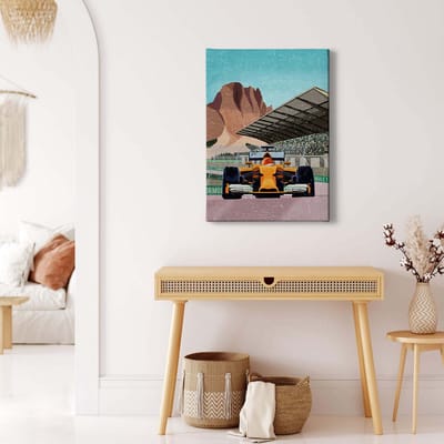 Canvas print DD123200 Race Car A.S. Création 0,5 x 0,7 m Kleurrijk Kantoor Hal/Gang Keuken Slaapkamer Woonkamer
