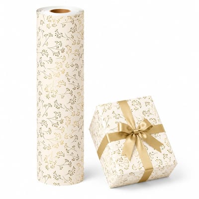 cadeaupapier op rol Lucy Creme Goud 50 cm – Inpakpapier- Breedte 50 cm - 200m lang