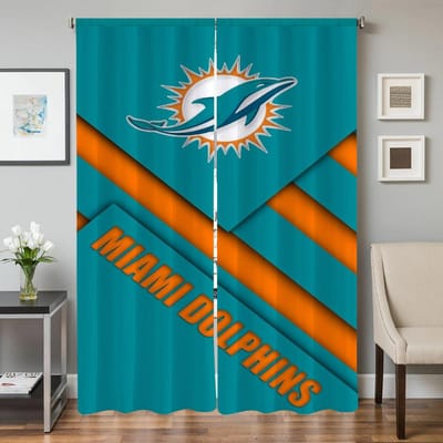 Raam Keukengordijnen voor Woonkamer 2 Stuks Verduisterende Gordijnen Deurgordijn Miami D-dolphins Afscheiding Slaapkamer Decoratie W50xH70cmx2pcs-CL orange