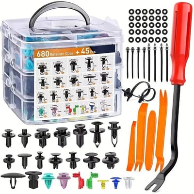Clips de fixation automatique, 725 pièces, goupille de retenue pour carrosserie de voiture, Rivet, pare-choc, garniture de porte, Kit de fixation de panneau, outil de retrait automatique