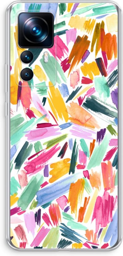 Case Company® - Hoesje geschikt voor Xiaomi 12T hoesje - Watercolor Brushstrokes - Soft Cover Telefoonhoesje - Bescherming aan alle Kanten en Schermrand