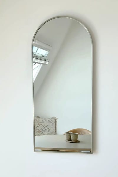 Nordic Style® Boogspiegel 100x45cm - Greige - Scandinavische Spiegels - Halfrond - Wandspiegel - Badkamerspiegel - Gangspiegel - Wand - Gang - Badkamer - Boog - Half Rond Ronde - Woonkamer - Wand - Muurspiegel - Muur