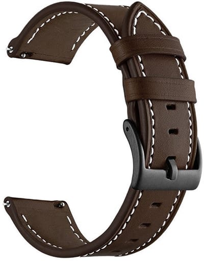 Leren bandje - geschikt voor Garmin Vivoactive 4 / Venu 4 (45mm) / Venu 3 / 2 / Forerunner 255 / Forerunner 265 / 570 (47mm) en Polar Vantage M / M2 / V3 / Grit X (Pro) - grijs