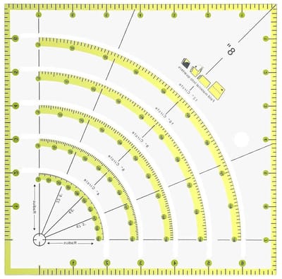 Quilting Liniaal - Meetinstrument Stof - Precisie Snijden - Multifunctionele Bogen - 8 Inch - Transparant