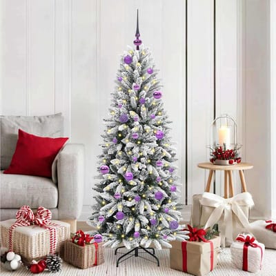 vidaXL - Kunstkerstboom - Wit - 150 - cm - PVC - en - plastic - en - staal - en - PE
