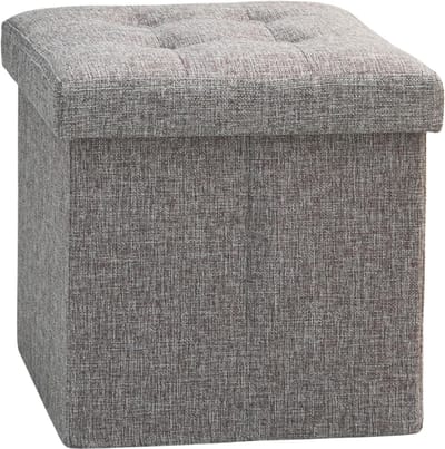 SNJY® Opbergpoef - Poef met Opbergruimte - Hocker met Inhoud - 30D x 30B x 30H cm - Grijs