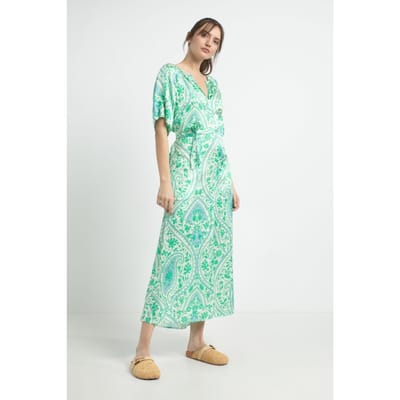 Josephine & Co Damaris Dress Parrot Green Print Maat: 34 | Maxi Jurken Outlet | Dames | Groen