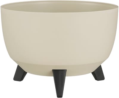 Mica Decorations Doppio Plantenbak op Poten - 18,5 x Ø33 cm - Plantenbakken voor Buiten - Bloembakken voor Balkon - Gerecycled Plastic - Beige