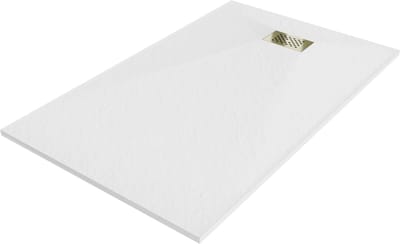 Mexen Hugo rechthoekige SMC douchebak 140 x 70 , wit, gouden afdekking - 42107014-G