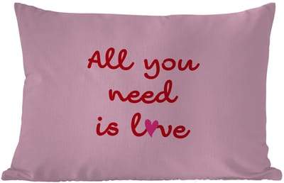 Buitenkussens - Tuin - Tekst - Roze - Love - Hart - 50x30 cm