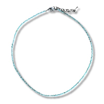 Collier - ketting - Natuursteen amazoniet - 40cm lang - 2 mm dik