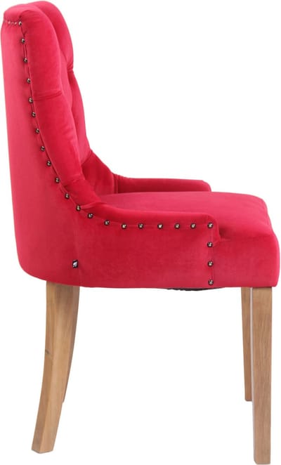 CLP Aberdeen Set van 4 eetkamerstoelen - Zonder armleuning - Hout - Fluweel - rood antiek licht