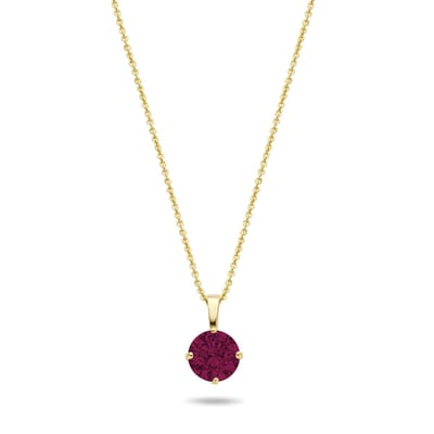 New Bling 9NBG-0591 Gouden Ketting met Zirkonia Hanger Rood - 4mm - Ankerschakel - 39+3+3cm - 0,8mm Dikte - 14 Karaat - Goud