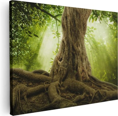 Artaza Canvas Schilderij Boom - 40x30 cm - Klein - Wanddecoratie Levensboom - Muurdecoratie Woonkamer - Kamer Accessoires Natuur