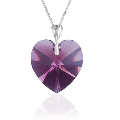 Montebello Ketting Mila HZ103 - Swarovski Hart - 925 Zilver Gerhod. - Ø18mm - 50cm