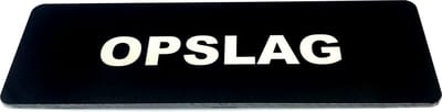 Deurbordje met tekst Opslag - 150 x 50 mm (incl. dubbelzijdige tape) - zwart / wit | Geborstelde RVS-look toplaag | Gratis Verzending