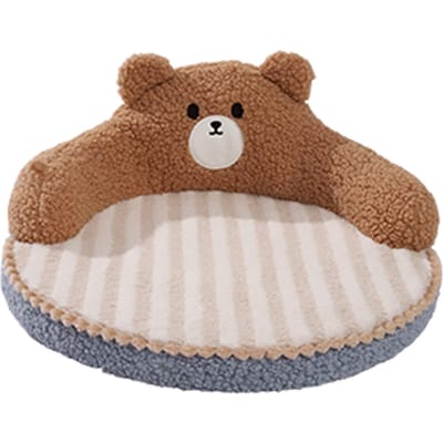 Kattenbed Hoge Rugleuning Alle Seizoenen Knuffelontwerp Wasbaar Knus Katten Warm Kussen voor Katten Honden Huisdieren Klein brown