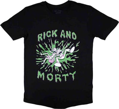 Rick And Morty - Green Splat Heren T-shirt - S - Zwart