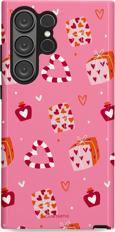 Casetastic Hoesje Geschikt voor Samsung S23 Ultra - Stijlvolle Beschermende Duo-layer Case - Zoete Liefde Roze
