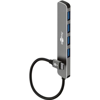 Goobay USB hub (USB-C) | 4x USB-A | USB3.0 5 Gbps | aluminium | 0,10 meter