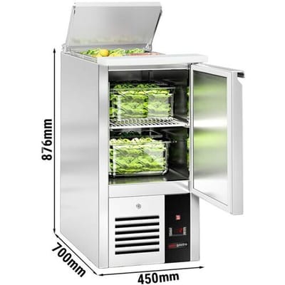 GGM Gastro Saladette PREMIUM - 450mm - 1 Tür - mit Einlass für 1x GN 1/1 & Edelstahldeckel Zilver