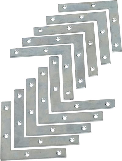 Montagehoek Set - Verstevigingshoek Plaat - Houtverbinding Versterken - Gegalvaniseerd Staal Anti-corrosie - 75x75x12x2 mm - Zilverkleurig