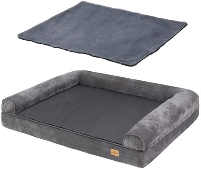 BingoPaw Hondenbed XXL - 135x100x12 cm - Orthopedische Hondenbank - Hondenbed - Afneembare Wasbare Hondenmand voor Grote Honden - Ergonomisch Hondenmatras - Grijs