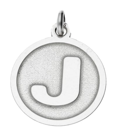 Zilveren Letter J rond mat en glans kettinghanger