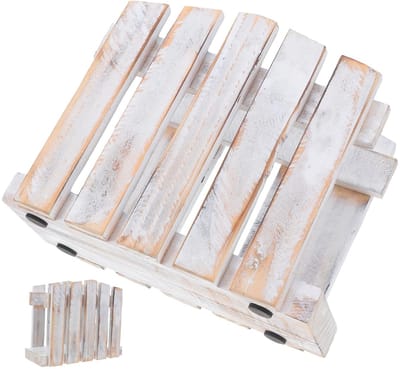 Dailygoods - Angoily Servethouder van hout met vintage hekdesign, stabiele napkin-houder voor keuken en eetkamer, veelzijdige tissuehouder in boerderijstijl, antislip, wit gelakt, decoratief