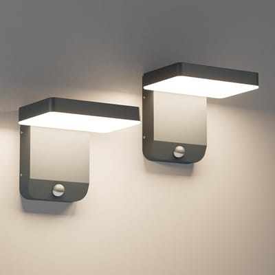 2 Stuks LED Buitenwandlamp met Sensor, 20W, 4000K Neutral Wit, IP65 Waterdicht voor Tuinen, Balkons en Garages