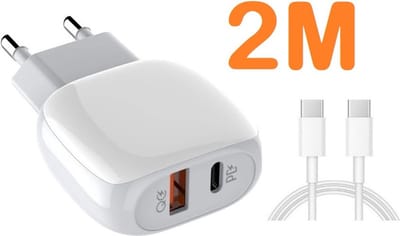 20W Oplader voor Samsung met  Type C naar USB-C Kabel | 1 Meter | USB Power Oplaadstekker met USB-C Kabel
