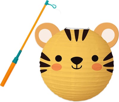 Lampion - Sint Maarten - Lampionstokje - Met Lichtje - Dieren - Treklampion - Papier - Kind - Wit - Versiering - 1 Stuk