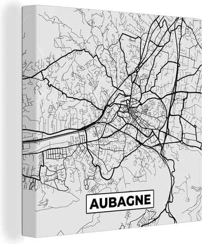 Canvas Schilderij Stadskaart – Frankrijk – Kaart – Aubagne – Plattegrond - 20x20 cm - Wanddecoratie