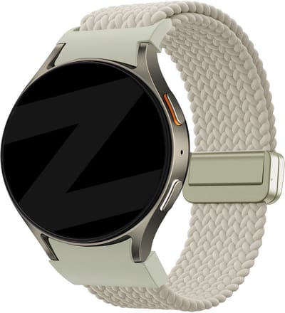 Bandz Gevlochten nylon bandje 'Easy fit' - Geschikt voor Samsung Galaxy Watch 7 (40 & 44mm) / Galaxy Watch 6 Classic (43 & 47mm) / Galaxy Watch 5 (Pro) / Galaxy Watch 4 (Classic) / Galaxy Watch FE (sterrenlicht)