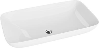 LAVITA TORO - Opzetwastafel 70,5x39 cm - Wit Hoogglans - Rechthoekig - Zonder kraangat - Breed model - Luxe
