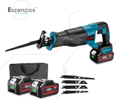 Eszenzics™ Reciprozaag Pro8 - Professioneel - Krachtig 3000W - Snelheid variabel - Incl 2 accu's - Lader - 4 Zaagbladen -Makita 18V compatibel - Opbergtas
