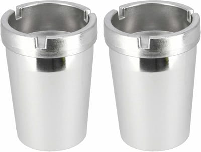 Auto asbak - 2x - zilverkleurig - 11 x 8 cm - rookvrij