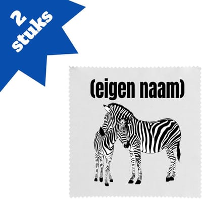 Akyol - 2 zebra's met eigen naam brillendoekjes - Zebra - dieren liefhebber - iemand die houdt van zebra's - verjaardag - cadeau - kado - geschenk - 17,8 bij 17,8 cm - 2 stuks
