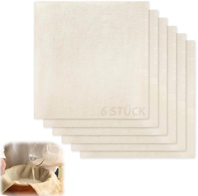 Dailygoods- Passeerdoek 6 Stuks - Kaasdoek/Zeefdoek - Fijnmazig - Katoen - 50 x 50 cm - Antibacterieel