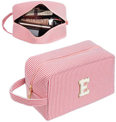 Dailygoods - Make-uptas voor op reis, gepersonaliseerde schattige initialen, waterdichte make-uptas voor cosmetica, toiletartikelen en kleding, verjaardagscadeau voor vrouwen, vriendinnen, rood, geen