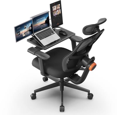 Newtral Ergonomische Bureaustoel met Afneembaar Bureau - Adaptieve Lendensteun - 3D-verstelbare Armleuningen- 96°-126° Kantelfunctie - Hoofdsteun- Verstelling van de zitdiepte