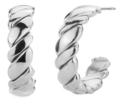Traveller Oorringen - Dames - Zilverkleurig - Edelstaal - Ringen 20 mm - Plat Draai Effect - 182034
